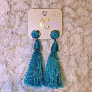 Charming Charlie Turquoise Tassel Earrings